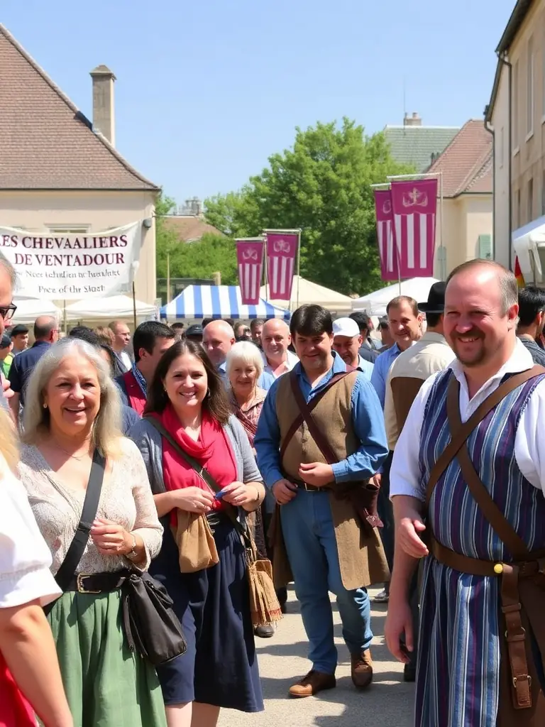 A photograph of a successful LES CHEVALIERS DE VENTADOUR event, showing the positive impact on the local community and the organization's contribution to tourism.